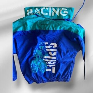 Blue and green vintage racing wind jacket